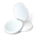 White folding LED makeup mirror compact round dual-sided cosmetic vanity mirror with lights - Mini 2X Magnification / White