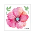 Watercolor floral temporary tattoo sticker with vibrant pink flower and green leaves SKU variant. - CC6024