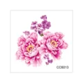 Waterproof temporary tattoo sticker with a stunning pink peony and purple floral design. - CC6013
