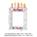 Inflatable birthday photo frame balloon foil party decoration prop for celebrations - White Birthday Candle Photo Frame