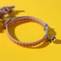 Reflective Pet Cat Collar with Bell Orange and Grey Adjustable Safety Buckle for Pets - One Size (Neck 22-32cm) / Orange