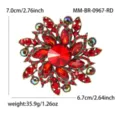 Vintage rote Kristall Blumen Brosche Strass Anzug Mantel Nadel Mode Schmuck Zubehör geschenk - Rot