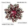 Vintage Kristall Blume Brosche Pin, elegante Strass Mantel Corsage Accessoire 7cm. - Lila