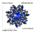Exquisite blaue Strass Blumen Brosche Vintage Kristall Anstecknadel für Damen Anzug Schmuck - Blau