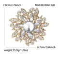 Goldfarbene Kristall Blumen Brosche elegante Strass Anzug Korsage Schmuck Zubehör top - Gold