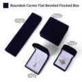 Navy blue velvet jewelry gift box set for necklace bracelet ring display and storage. - Blue Flocked [No Light]; Ring & Stud Box (Hidden Hinge)