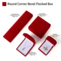 Red velvet jewelry box set, elegant presentation packaging for rings, necklaces, and bracelets. - Red Flocked [No Light]; Ring & Stud Box (Hidden Hinge)