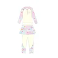Kids girls long sleeve rash guard swimwear set with cute strawberry pattern for pool beach. - 2XL / Top And Bottom / Beige Gradient Strawberry