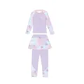 Cute strawberry pattern detail on children split long sleeve swimsuit top and pants set. - 2XL / Top And Bottom / Purple Gradient Strawberry