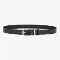 Minimalist black leather belt with vintage silver buckle, stylish variant for daily wear. - Silver Buckle - Black / 105cm