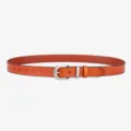 Orange leather belt for women with silver buckle casual minimalist design fashion accessory - Camel With Silver Buckle / 105cm