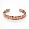 Pure copper magnetic twist cuff bracelet adjustable retro braided style health jewelry - Width 8.9mm / Bright Copper