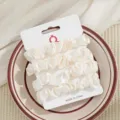 Witte satijnen haarrekkers set delicate haarelastiekjes paardenstaart houder accessoires - Off-wit