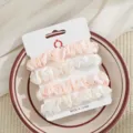 Satin haarscrunchies set delicate roze en witte paardenstaart houder haaraccessoires - Gebroken Wit en Ivoor