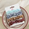 Satin smalle haarrekkers set, 4 stuks elastische paardenstaart houders voor dames en meisjes. - Blauwgrijs Goud Koffie