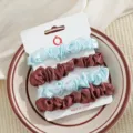 Satijn haarrekkers set voor vrouwen meisjes, elegante dunne haarelastiekjes, gedetailleerd weergave. - Hemelsblauw en Koffie