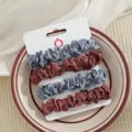 Satin haarelastiekjes set van 4 stuks elastische haarbanden voor dames meisjes dagelijkse - Blauwgrijs en Koffie