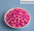 ABS Pearl Beads Dark Pink Half Round DIY Nail Art Accessories Craft Decorate Items - 1000 Pieces/Pack (8x14mm) / Deep Peach Red