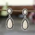 Pendientes colgantes vintage de plata y turquesa estilo boho gota joyas para mujeres moda - Howlita