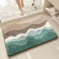 Saugstabile Badematte mit abstraktem Bergmuster, rutschfester dicker Vorleger für Dusche. - Ruhiger Strand