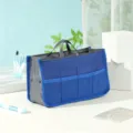 Portable large capacity cosmetic bag multi pocket organizer bag with dual zippers - Sapphire Blue
