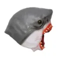 Realistic latex shark mask for Halloween costume party, funny animal headwear props. - Shark Mask