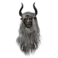 Halloween Creepy Demon Bull Mask with Long Grey Hair Costume Party Props Variant - Bull Demon King Mask