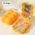 Portable travel pill organizer, cute cloud-shaped multi-compartment medicine storage box. - Orange