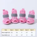 Breathable pink mesh pet shoes for small dogs and cats, anti-slip boots with adjustable straps. - Pink Mesh Shoes