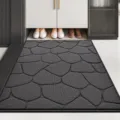 Moderno tappeto antiscivolo da ingresso con motivo sassi, tappeto in polipropilene assorbente. - 90*150CM / Stile Ailiya / Grigio scuro