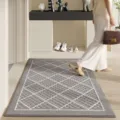 Tappeto da ingresso nordico in polipropilene motivo a rombi geometrici grigio antiscivolo - 60*90cm / Stile Linghuajing / Beige scuro