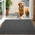 Zerbino in polipropilene grigio scuro per ingresso, tappeto antiscivolo e assorbente per casa. - 60*90cm / Tempo e Pergamena / Grigio scuro
