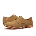 Men's casual suede lace-up dress shoes in stylish khaki color variant for daily wear. - Khaki