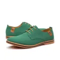Men's green suede casual lace-up shoes, stylish comfortable low top footwear variant. - Green