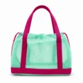 Children beach mesh bag teal with magenta straps large capacity toy storage tote bag - Dopamine Tote Bag Green 42x26x14.5cm