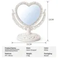 Heart-shaped desktop makeup mirror, vintage double-sided vanity mirror in white, 22x21cm. - Heart / Beige