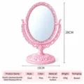 European Vintage Desktop Makeup Mirror Double-Sided Oval Pink Cosmetic Vanity Mirror - Oval / Nordic Pink