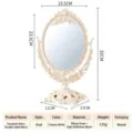 European Vintage Oval Makeup Mirror Beige Wheat Straw Desktop Vanity Mirror 15.5x23.5cm - European Vintage / Beige