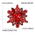 Stunning red crystal rhinestone alloy flower brooch pin fashion women jewelry accessory - Antique Gold Red