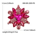 Exquisita broche de flor de cristal de aleacion strass moda joyas accesorio para ropa mujer. - Oro Antiguo Rosa Rojo