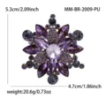 Broche de flor de pedrería violeta aleación cristal joyería de moda para mujeres elegante - Oro Antiguo Púrpura