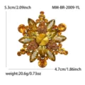 Amber rhinestone flower brooch vintage crystal lapel pin women jewelry gift 5.3cm - Antique Gold Yellow
