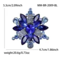 Elegant blue crystal rhinestone snowflake brooch pin for women fashion accessories jewelry. - Antique Gold Blue