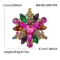 Colorful crystal rhinestone flower brooch alloy fashion jewelry accessory gift item 5.3cm - Pink Multi-color