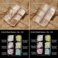 6-compartment mixed irregular shell slices for stunning nail art decoration and iridescent flake looks. - Boxed Accessories No. 123-126 (One Box Each)
