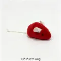 Cute red plush cat toy with white ears and string tail, soft pet toy for playful kittens. - Red Cloth Mouse