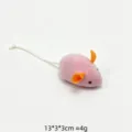Pink plush mouse cat toy with orange ears and white string tail, cute interactive pet toy. - Pink Cloth Mouse