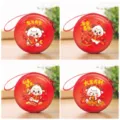 Cute red round coin purse variant with festive cartoon sheep design, perfect for New Year gifts. - 7.5*3.5cm / Lunar New Year Set