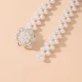 Elegant pearl waist chain with rhinestone flower buckle elastic dress belt for women fashion - Butterfly Flower