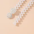 Pearl waist chain for women elastic beaded belt rhinestone elegant dress accessory - Twin Flowers